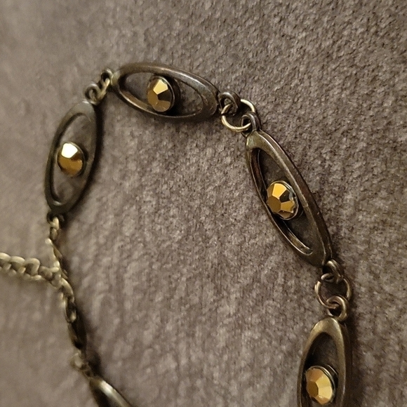 3/$30 VTG Bronze Oval Link Crystal Lobster Claw Clasp Bracelet - Picture 5 of 6